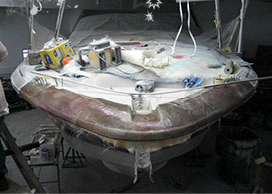 2007 Larson 370 Cabrio boat before hull & front deck damagenew-fiberglass